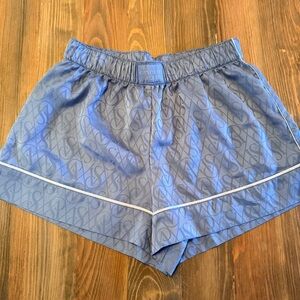 Victoria’s Secret logo blue satin sleep shorts